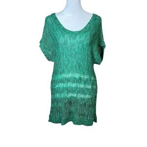 TWIGGY London Knit Tunic Top Boxy Boho Retro Vintage Y2K Green Women’s Sz Small